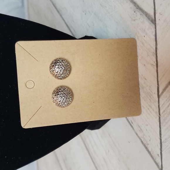 3 for $15-Round "Bubbled" Silver Studded Earrings. - Picture 2 of 4